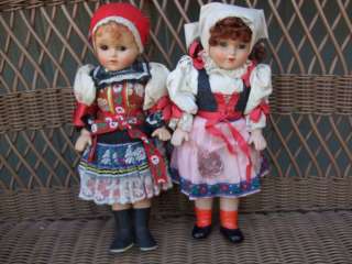 Czechoslovakia Dolls 1962 & 1964 Traditional Dress Tag 11 Great 