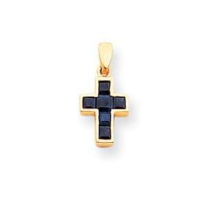  14k Small Sapphire Cross Pendant Jewelry