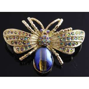  VINTAGE STYLE CRYSTAL BEE BROOCH WEDDING GIFT 33A 
