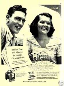 1954 Kodak Brownie Hawkeye Camera Woman Man Vintage Ad  