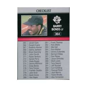 Barry Bonds 1991 Leaf Checklist Card #364
