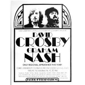   David Crosby Graham Nash 16.5x22 Concert Poster 
