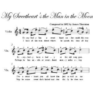  the Man in the Moon Easy Violin Sheet Music James Thornton Books