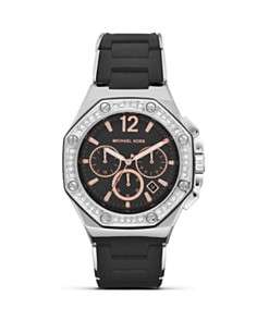 MICHAEL Michael Kors Womens Round Silver and Black Watch, 41.5 mm