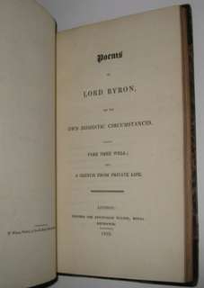 LORD BYRON. 4 FIRST EDITIONS. Leather. POEMS poetry 1st  