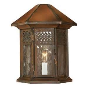   Brass Outdoor Lantern Fixture, Sienna   Panels Are Clear Waterglass