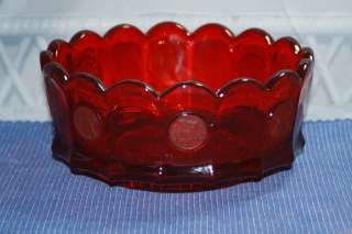 Fostoria Coin Glass Ruby Red Candy Dish Bowl Large Liberty Bell 