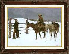 LARGE Frederic Remington FRAMED Fall of the Cowboy Painting Repro 