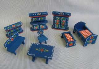   Germany ½  1 Scale Dollhouse c1975 PAINTED FURNITURE Wooden  