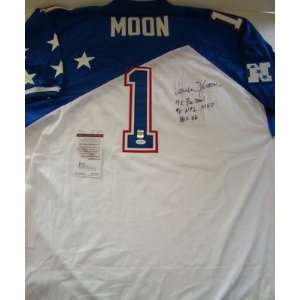 Warren Moon Autographed Uniform   95 Pro Bowl MN 3 3 INSC JSA