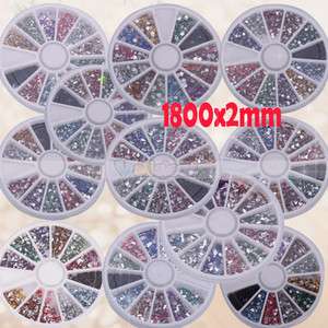 New 1800 X 2mm Nail Art Rhinestone Glitters Tips Manicure Deco Wheel 