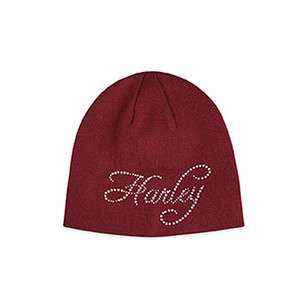 Harley Davidson Womens Knit Cap with Harley Bling, Red 97632 12VW 