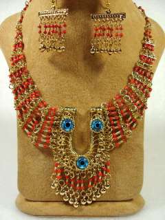 Belly Dance evil eye and horse shoe necklace & earrings set egyptian 