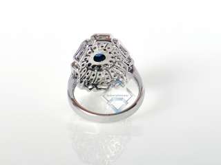 LeVian 18K White Gold Micro Pave Diamond Dark Blue Sapphire Ring 