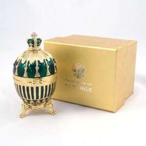 Faberge. Egg jewelry Box Crowned (Green)