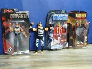 Set of 4 Hulk Hogan Figures   TNA, nWo, ROCKY III, & W LEGENDS (MINT 