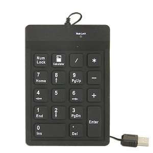  18 Key Silicone USB Keypad w/Extendable Cable (Black 