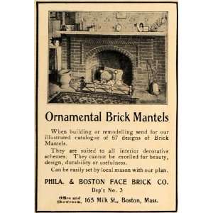 1907 Ad Ornamental Brick Mantels Fireplace Home Decor   Original Print 