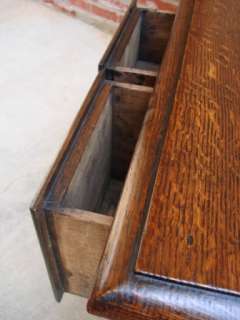 Antique English CARVED Oak Lowboy Chest Desk Sofa Table w QUEEN ANNE 