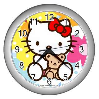 Hello Kitty Round Wall Clock GIFT DECOR COLLECTOR Silv  