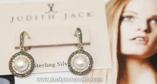 New Jj Judith Jack Pearl, Crystal, Pave Marcasite Dangling Earrings $ 