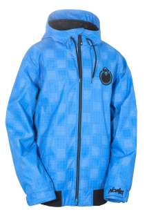   WITH TAGS 2012 Nomis HOODY Snowboard Jacket BRITE BLUE GRID LARGE XLT