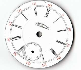 45.10MM WALTHAM DIAL FOR FACE POCKET WATCH DOUBLE SUNK  