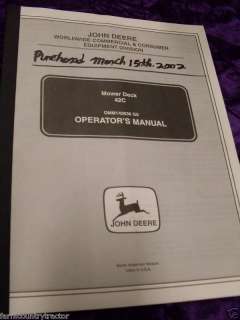 John Deere 42C Mower Deck Operators Manual  