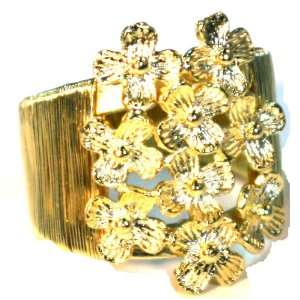 Creative Brazil 18k Gold Plated Wire Wrapped Flower Bouquet Ring, Size 