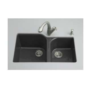   5931 4U 7 Black Double Basin Cast Iron Kitchen Sink from the Executive