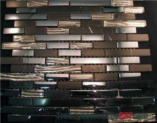   Silver & Iridescent Glass Marble Blend Mosaic Tile Kitchen Backsplash