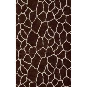  Safari Chocolate Giraffe Animal Print Polyacrylic Machine Made Rug 