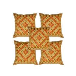  Cotton Indian Cushion Covers with Silk Thread Hand Embroidery 