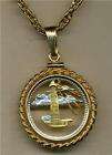 gold silver coin necklace barbados 5 cent lighthouse one day