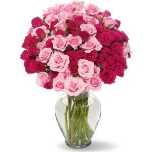 50 Blooms of Pink Spray Roses with Hourglass Vase  Grocery 