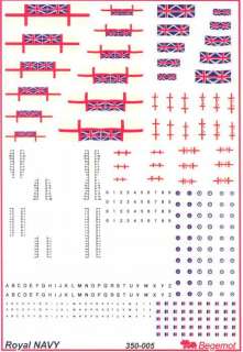   Decals 1/350 BRITISH ROYAL NAVY FLAGS, HULL, & AIRCRAFT MARKINGS