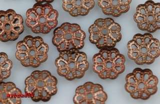  200pcs red copper metal bead caps 6mm  
