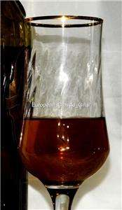Pc SET WINE GLASSES All Purpose Stemmed Goblets 24K GOLD DECOR TRIM 