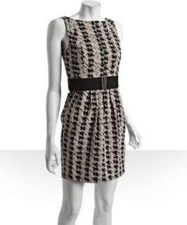 Max & Cleo black houndstooth woven belted dress  BLUEFLY up to 70% 
