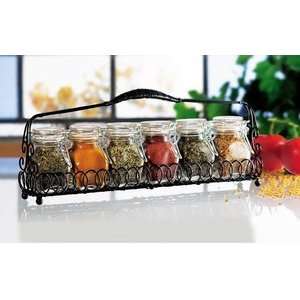 Glass Lid Kitchen Spice Rack Storage Jar Set 6  Kitchen 