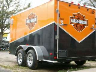 7x12 enclosed double motorcycle trailer black ATP slant pkg orange 