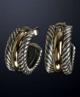 David Yurman gold and silver twisted cable hoop earrings   up 