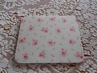 Shabby Cottage Chic Flower Sugar fabric mouse pad tiny pink roses 
