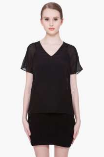 By Alexander Wang Black Silk Combo T shirt for women  