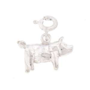   Silver 22 Box Chain Necklace with Charm Pig and Clasp Jewelry