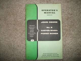 Vintage John Deere 8 caster wheel power Mower Operators manual  