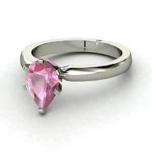   Solitaire Ring, Pear Pink Tourmaline Sterling Silver Ring: Jewelry