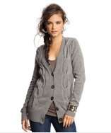 Hayden mid grey heather cable knit cashmere grandfather cardigan vs 