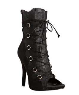   suede lace up peep toe boots  
