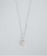 Jardin silver cz round disk pendant necklace style# 317550601